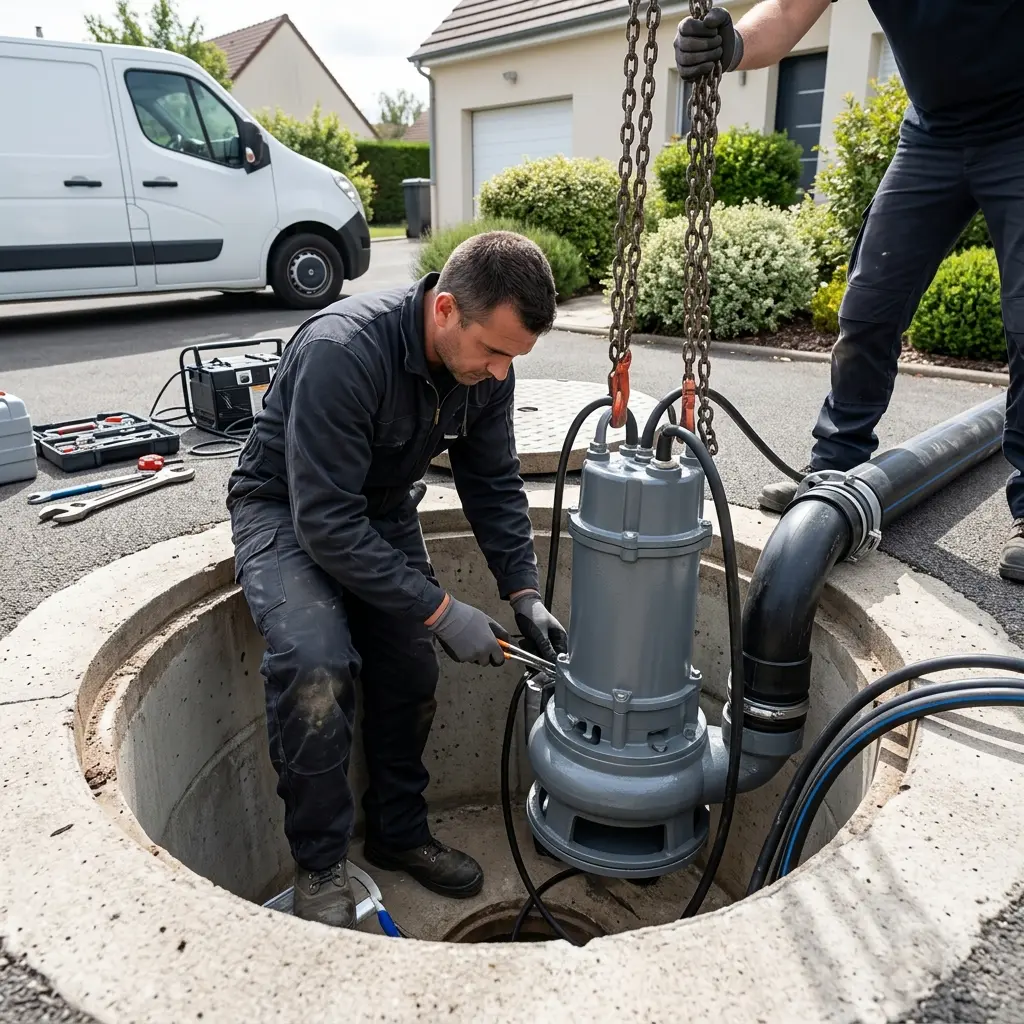 Comment se déroule une installation de pompe de relevage à Vigneux-sur-Seine ?