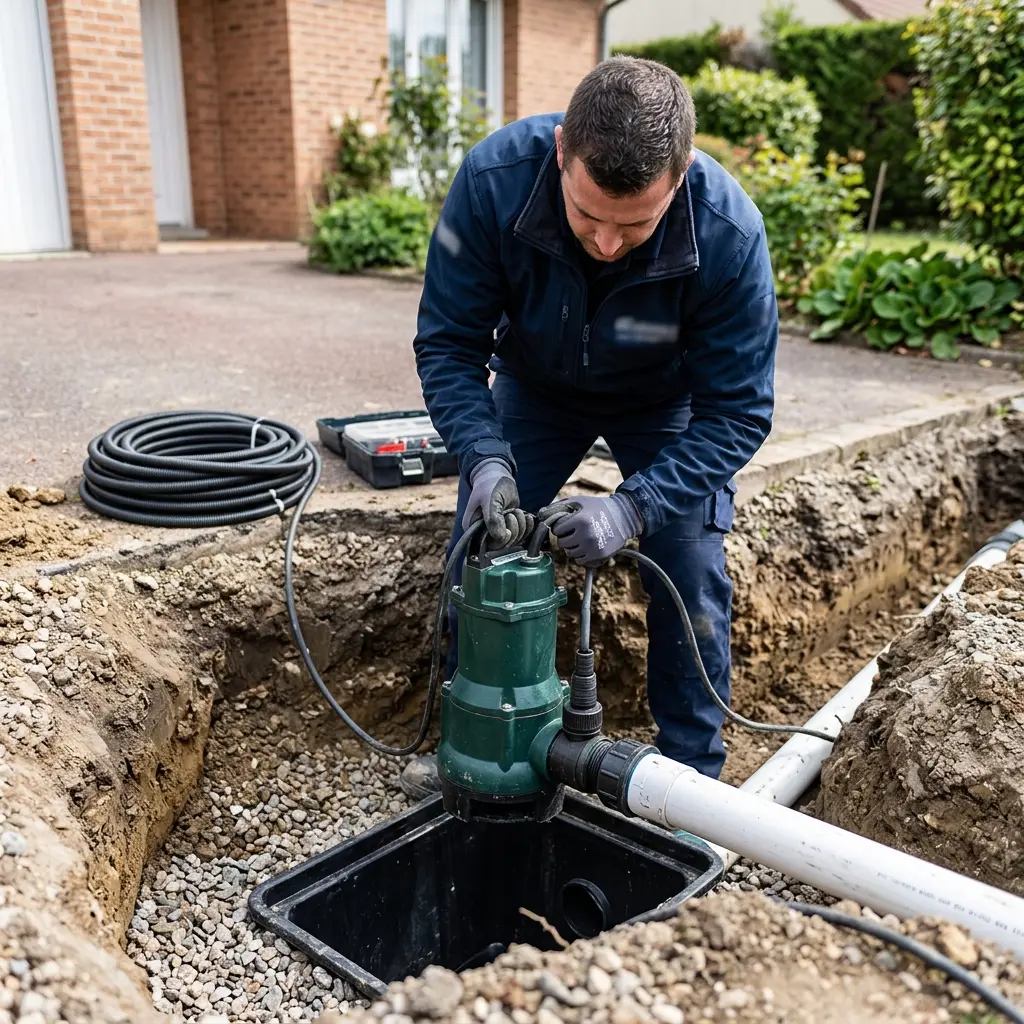 Installation pompe de relevage Saint-Vrain (91770)