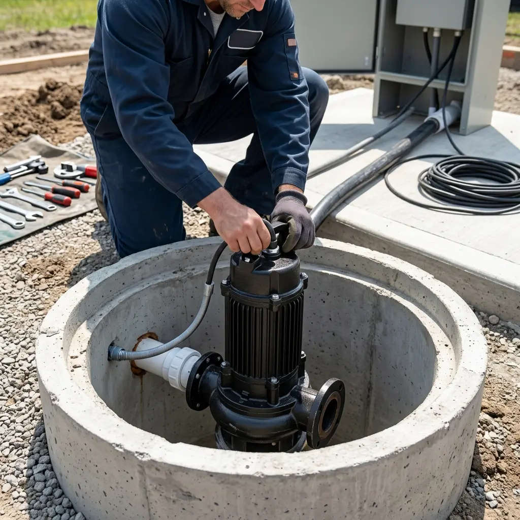 Installation pompe de relevage Le Coudray-Montceaux (91830)