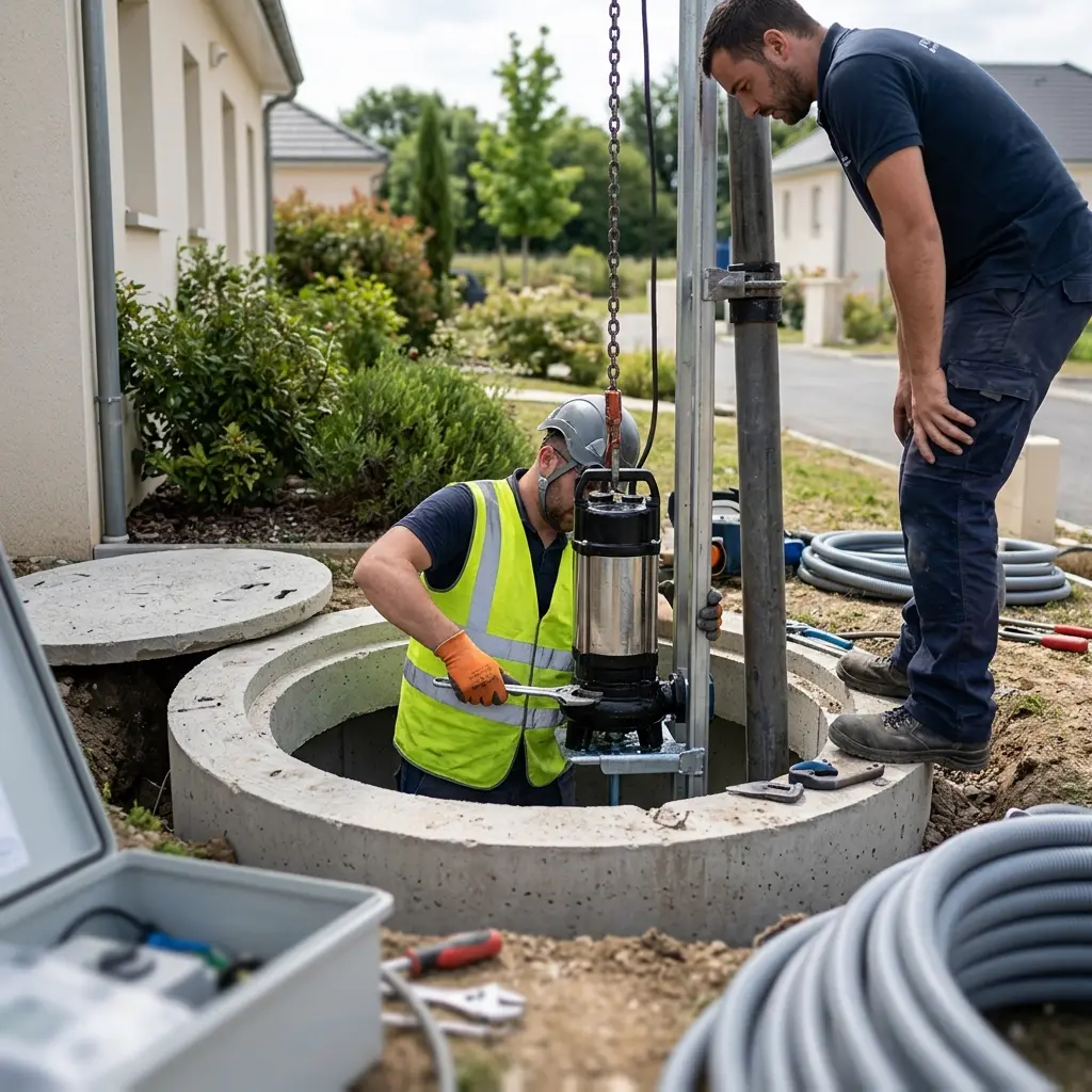 Comment se déroule une installation de pompe de relevage à Mandres-les-Roses ?