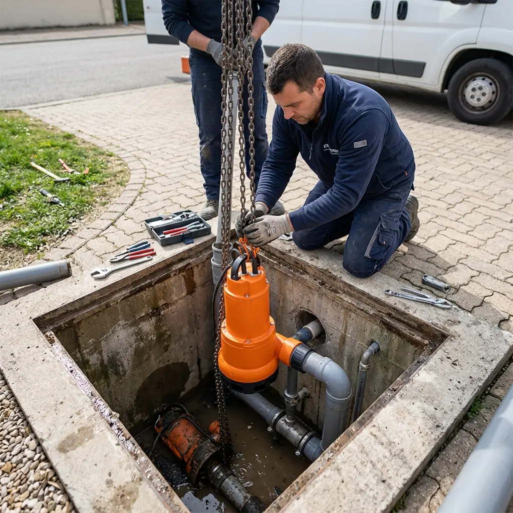 Remplacement pompe de relevage Chailly-en-Bière (77930)